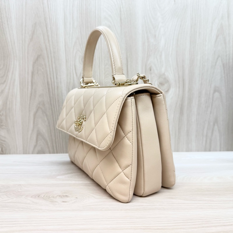 Chanel奶茶羊皮trendy cc側背包A92236-2