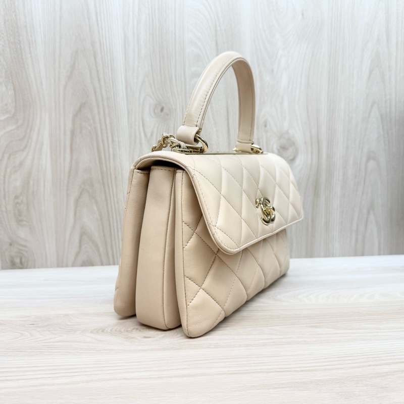 Chanel奶茶羊皮trendy cc側背包A92236-3