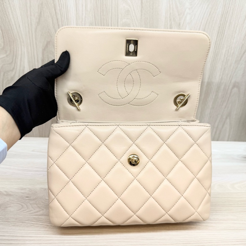 Chanel奶茶羊皮trendy cc側背包A92236-5