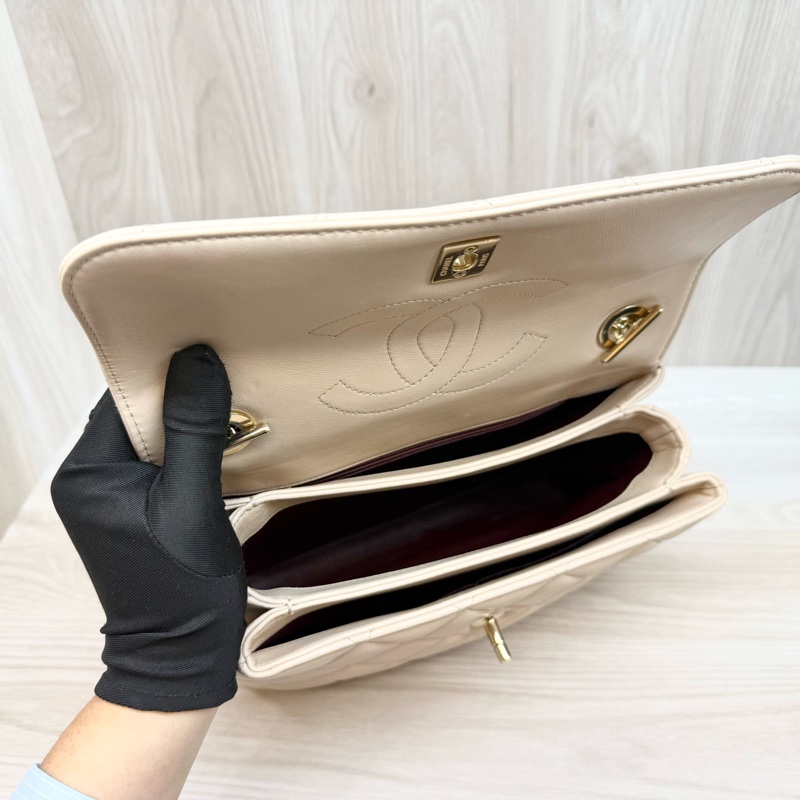 Chanel奶茶羊皮trendy cc側背包A92236-6