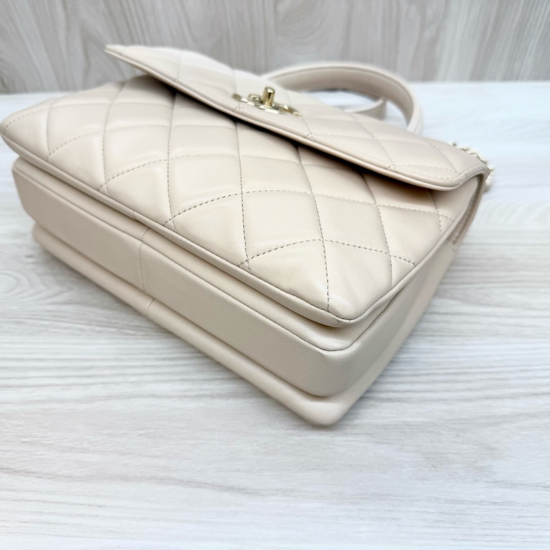 Chanel奶茶羊皮trendy cc側背包A92236-10