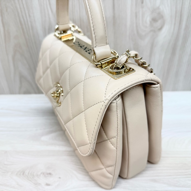 Chanel奶茶羊皮trendy cc側背包A92236-12