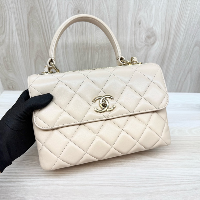 Chanel奶茶羊皮trendy cc側背包A92236-14