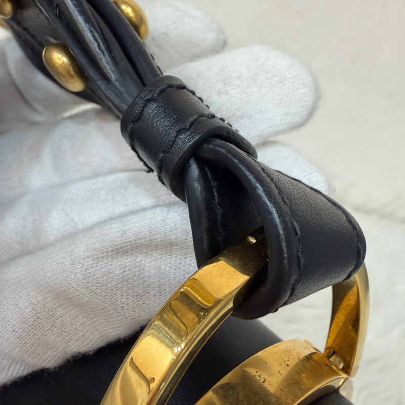 PRADA 1BD039 紅皮 黑皮 拼接 金釦 馬鞍包 斜背包-36