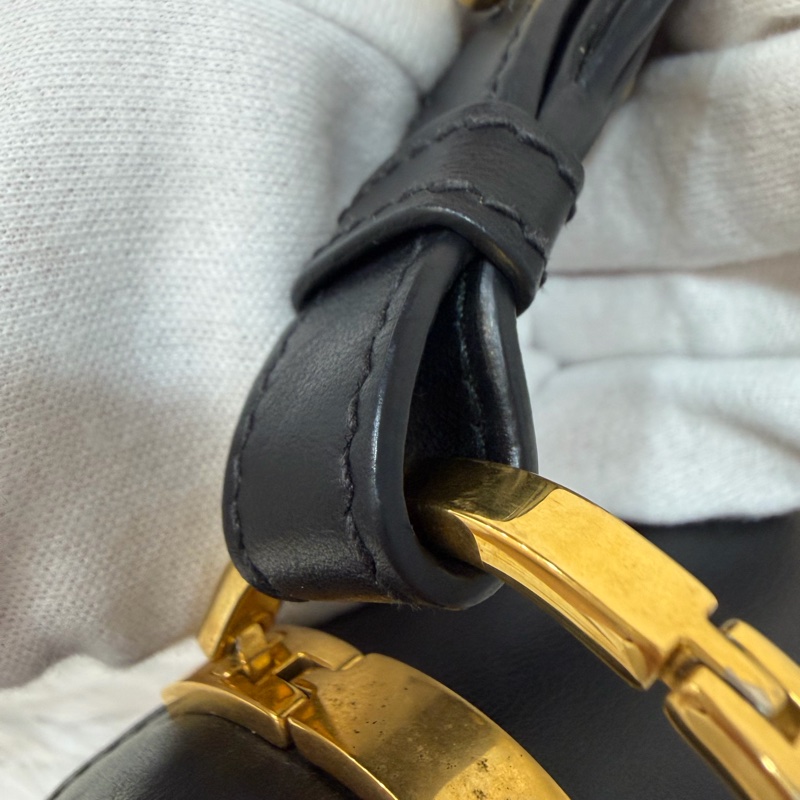 PRADA 1BD039 紅皮 黑皮 拼接 金釦 馬鞍包 斜背包-37