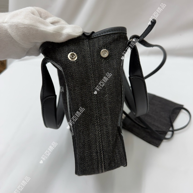 莉亞精品♡ BALENCIAGA 黑灰牛仔帆布包 二手美包-4