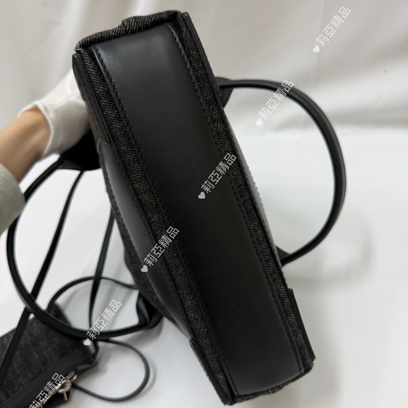 莉亞精品♡ BALENCIAGA 黑灰牛仔帆布包 二手美包-6