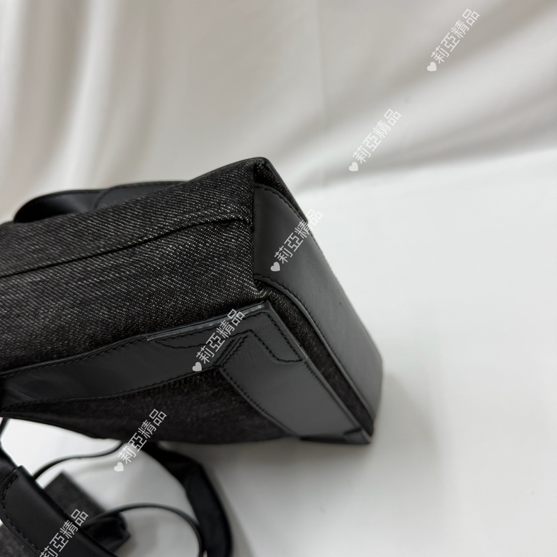 莉亞精品♡ BALENCIAGA 黑灰牛仔帆布包 二手美包-7