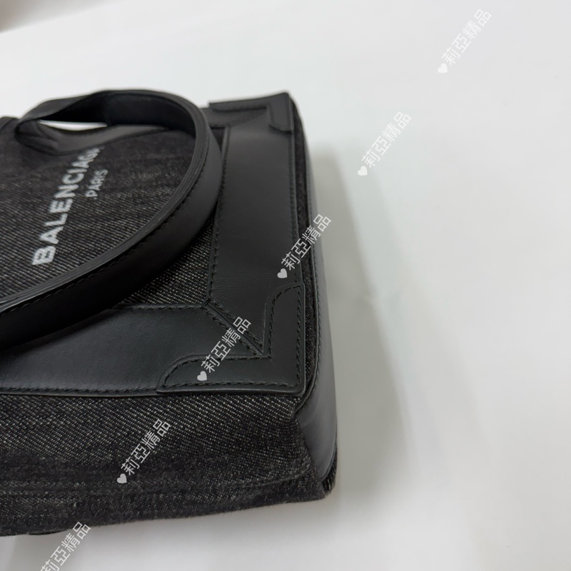 莉亞精品♡ BALENCIAGA 黑灰牛仔帆布包 二手美包-8