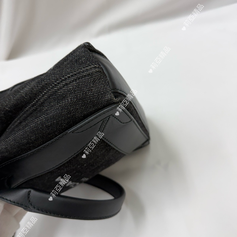 莉亞精品♡ BALENCIAGA 黑灰牛仔帆布包 二手美包-9