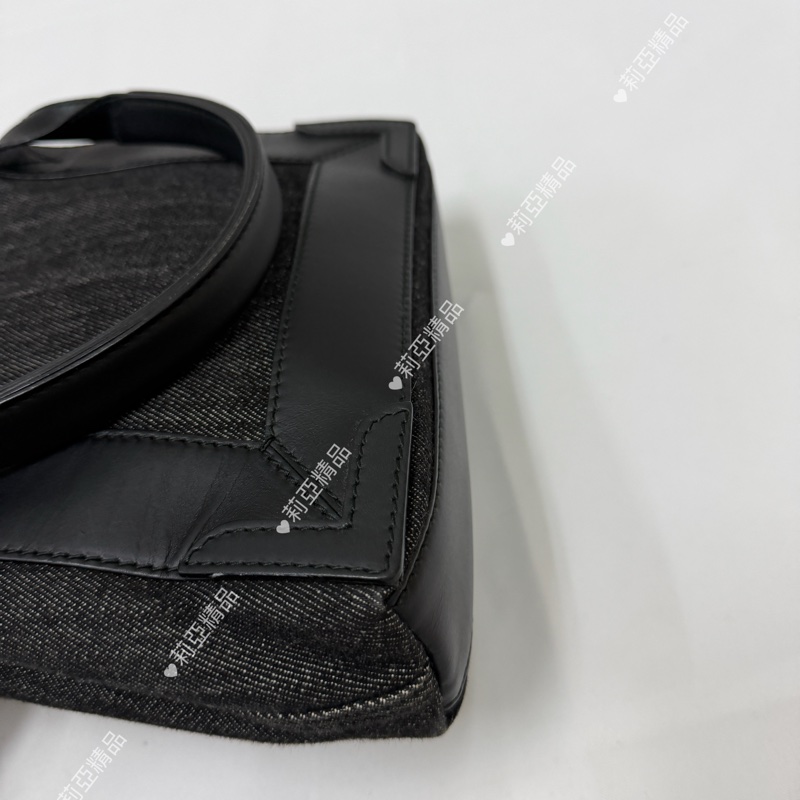 莉亞精品♡ BALENCIAGA 黑灰牛仔帆布包 二手美包-10