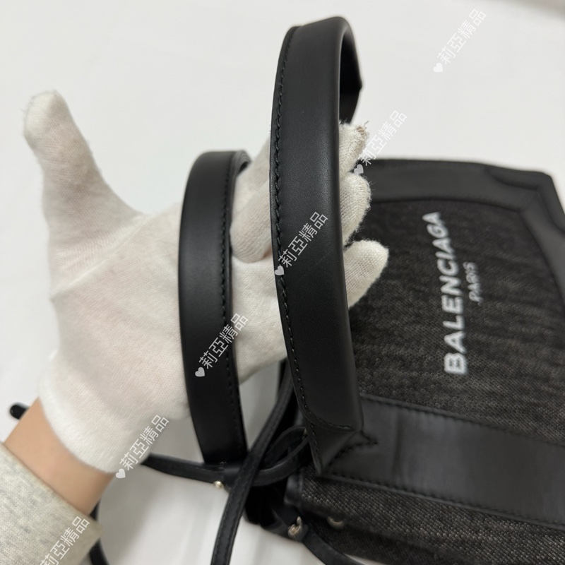 莉亞精品♡ BALENCIAGA 黑灰牛仔帆布包 二手美包-11