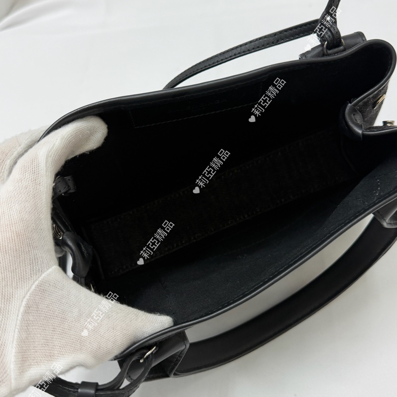 莉亞精品♡ BALENCIAGA 黑灰牛仔帆布包 二手美包-16