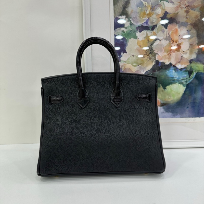 Hermes birkin25 Touch 黑金 togo皮拼霧面鱷魚 U刻 閒置 23年購證-2
