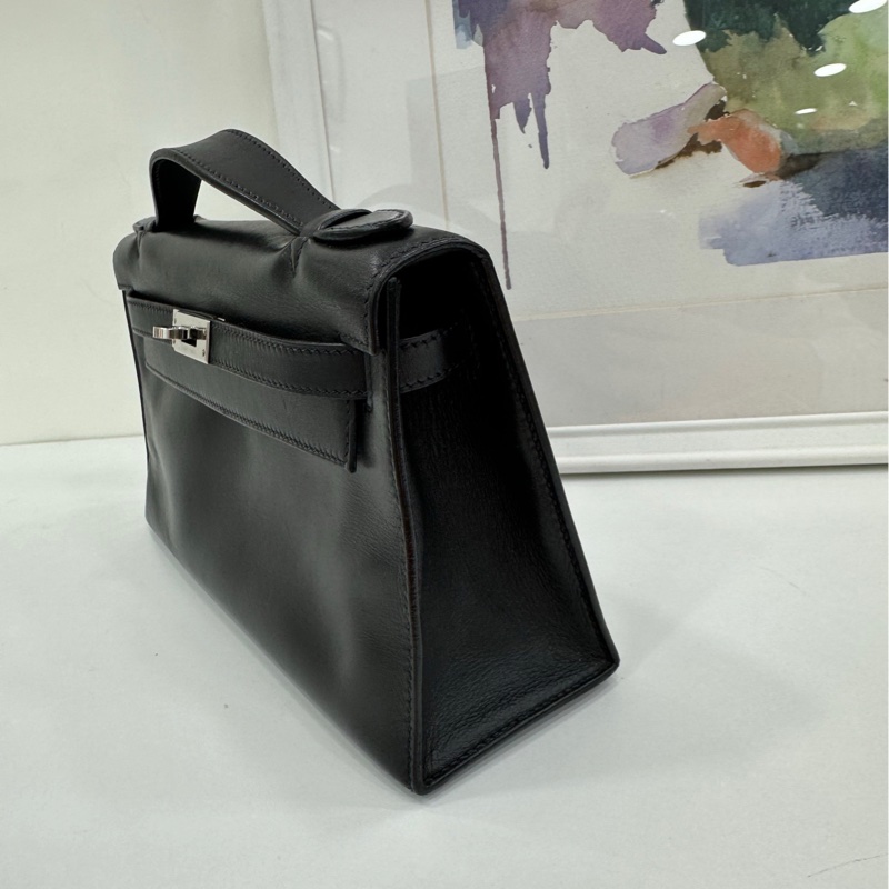 Hermes愛馬仕minikelly一代黑銀S皮 框J刻-4