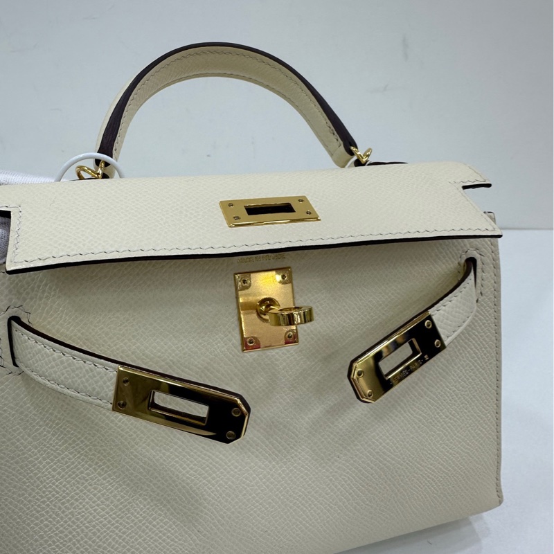 Hermes mini kelly 二代 奶油白金扣 Z刻 Epsom皮-6