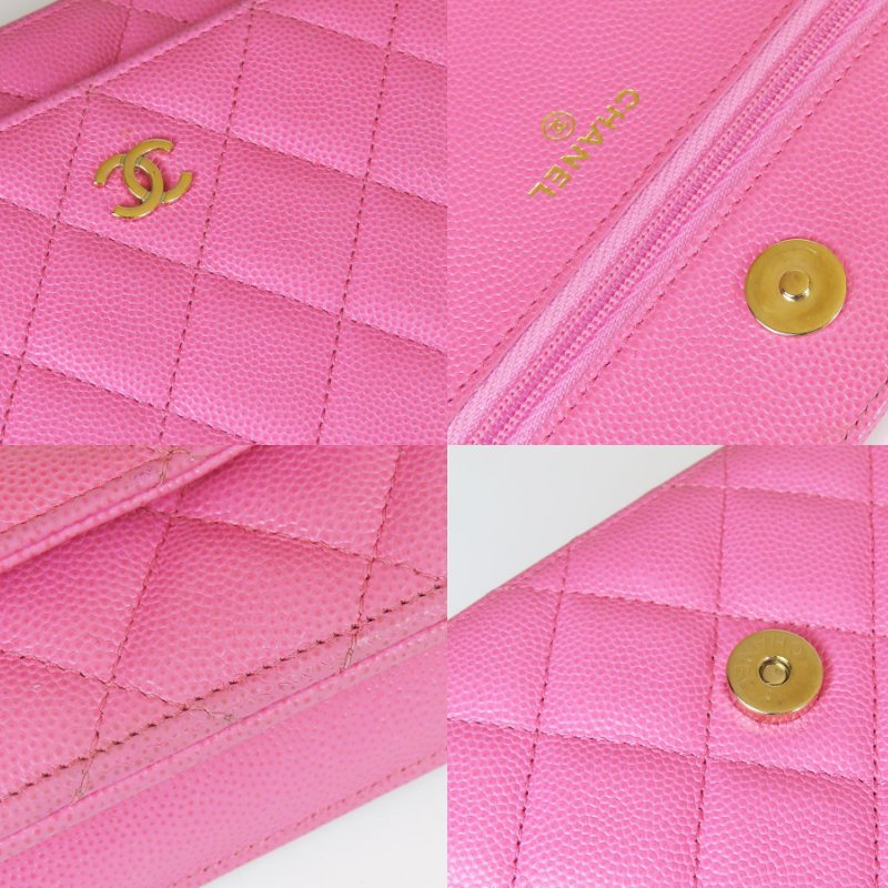 【巴黎站二手名牌專賣店】＊現貨＊CHANEL 香奈兒 真品＊粉色菱格紋荔枝皮革金雙C鏈包 WOC斜背包-6