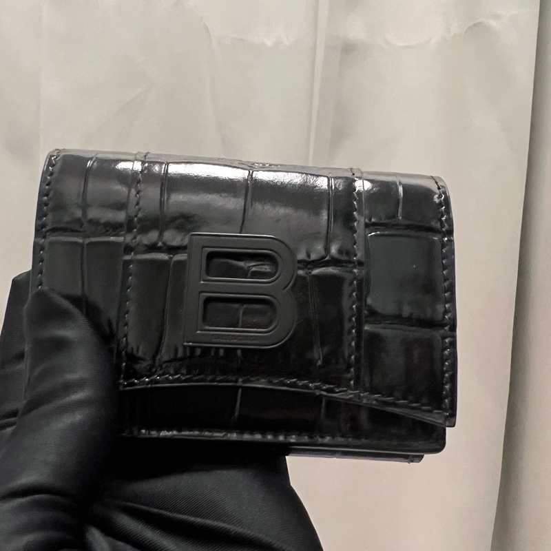 🇮🇹義大利購入｜Balenciaga HOURGLASS迷你鱷魚壓紋短夾｜現貨-7