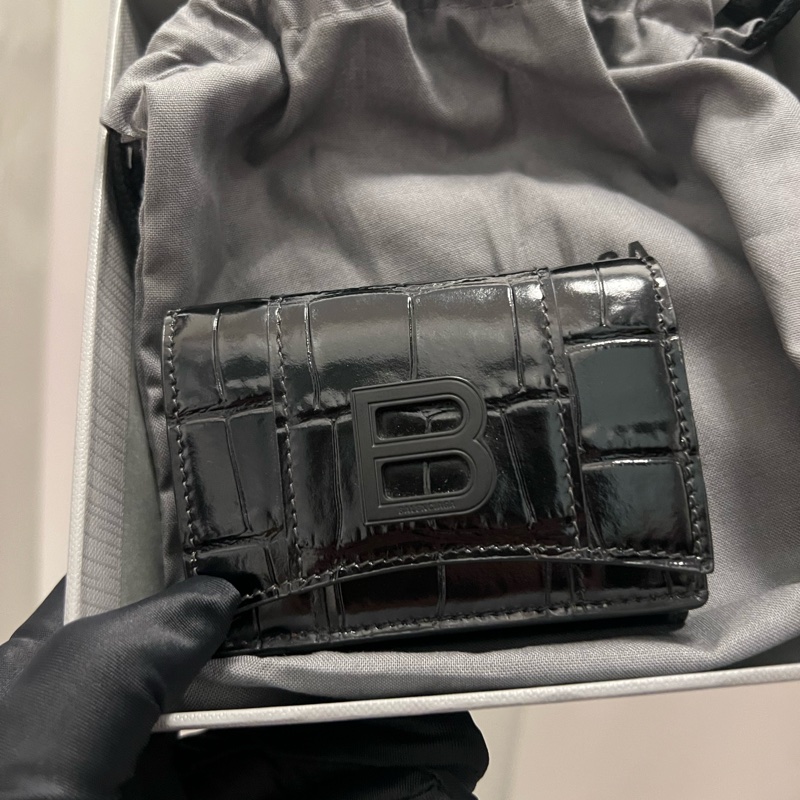 🇮🇹義大利購入｜Balenciaga HOURGLASS迷你鱷魚壓紋短夾｜現貨-8