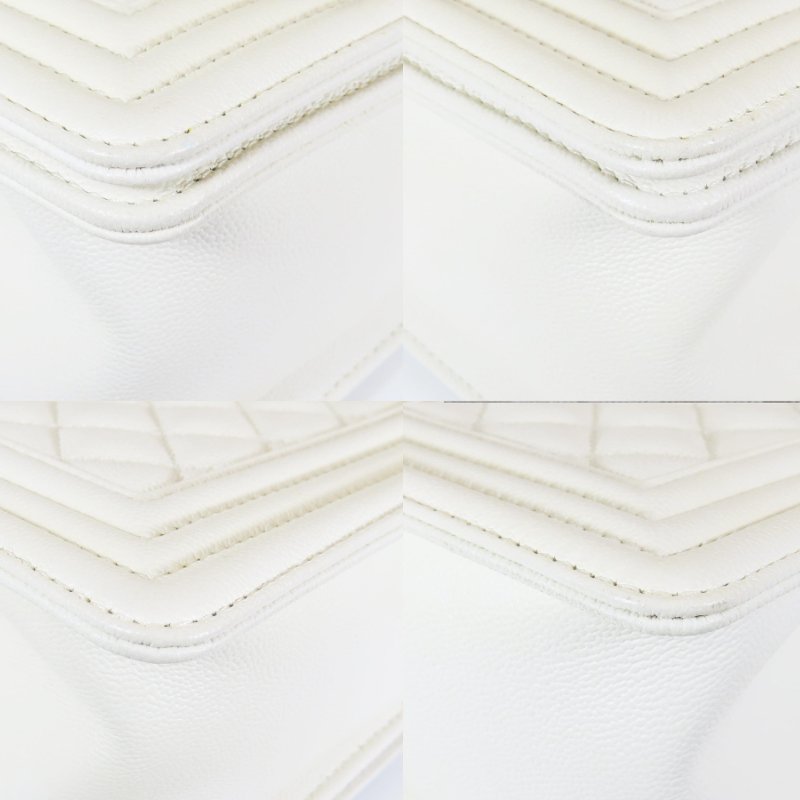 【巴黎站二手名牌專賣店】＊現貨＊CHANEL 香奈兒 真品＊經典BOY 20白色荔枝菱格牛皮復古銀釦肩背斜背包-5