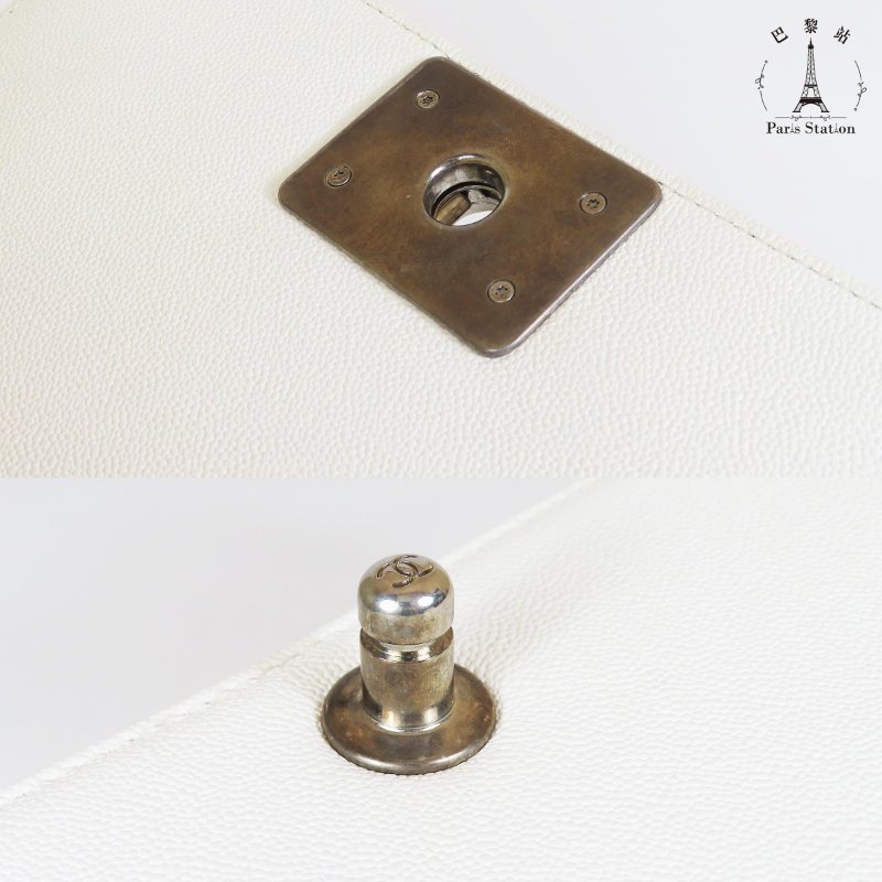 【巴黎站二手名牌專賣店】＊現貨＊CHANEL 香奈兒 真品＊經典BOY 20白色荔枝菱格牛皮復古銀釦肩背斜背包-8