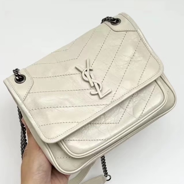 SAINT LAURENT YSL聖羅蘭奶油白小號NiKi D扣🥚🥚-0