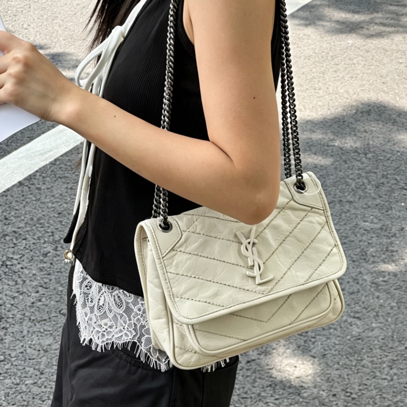 SAINT LAURENT YSL聖羅蘭奶油白小號NiKi D扣🥚🥚-6