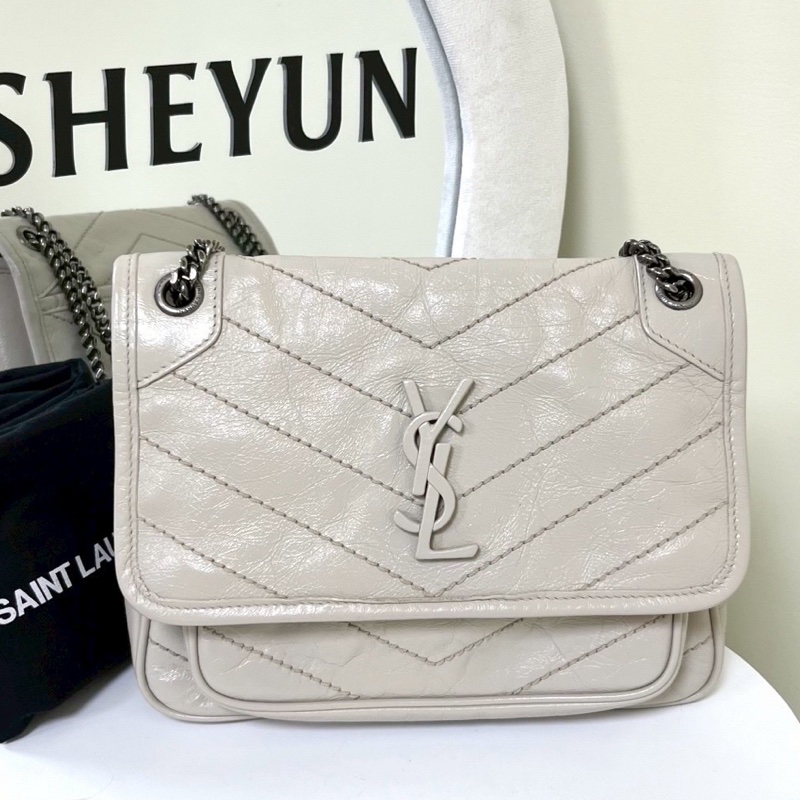 SAINT LAURENT YSL聖羅蘭奶油白小號NiKi D扣🥚🥚-10