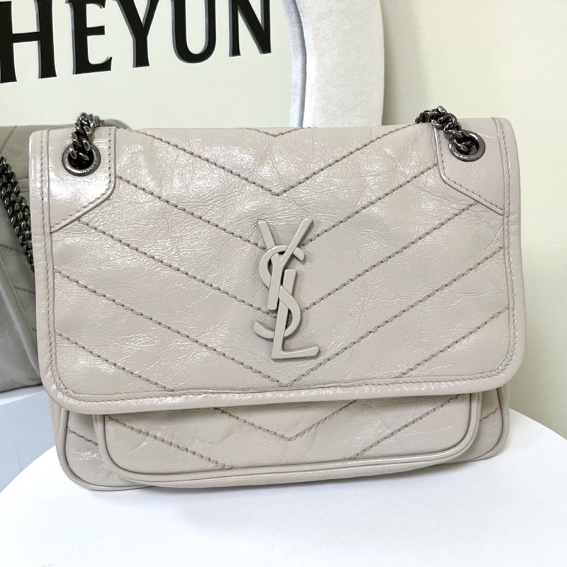 SAINT LAURENT YSL聖羅蘭奶油白小號NiKi D扣🥚🥚-11