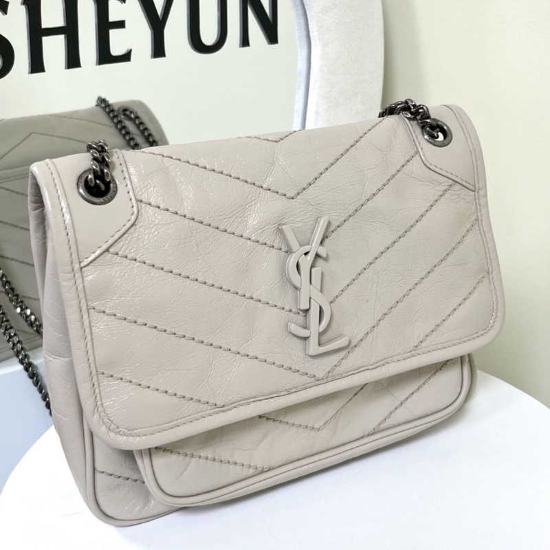 SAINT LAURENT YSL聖羅蘭奶油白小號NiKi D扣🥚🥚-12