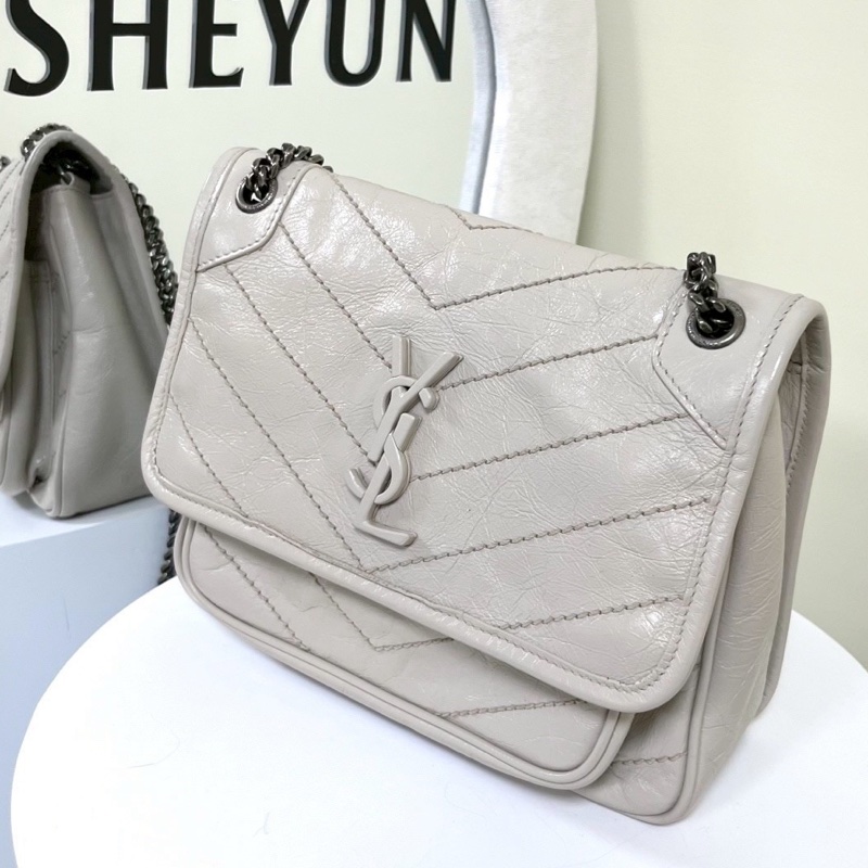 SAINT LAURENT YSL聖羅蘭奶油白小號NiKi D扣🥚🥚-13