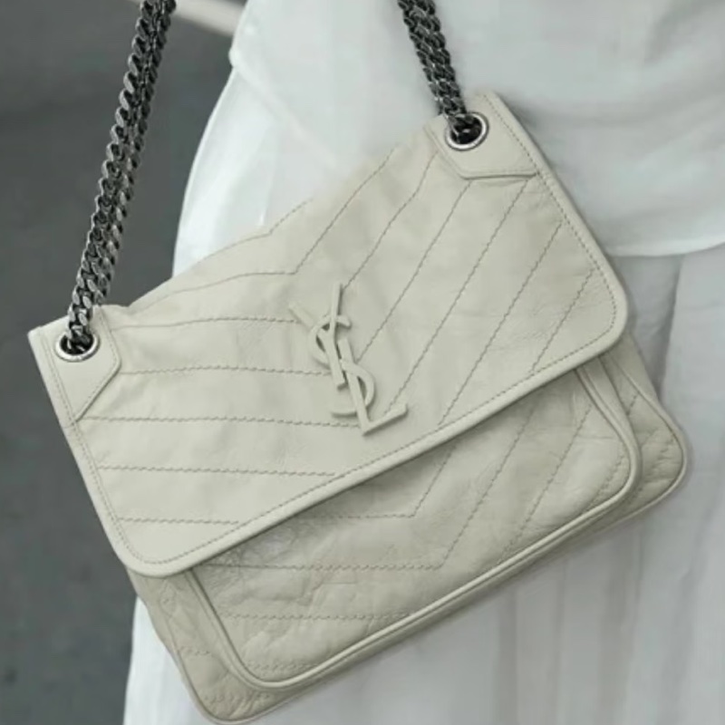 SAINT LAURENT YSL聖羅蘭奶油白小號NiKi D扣🥚🥚-16