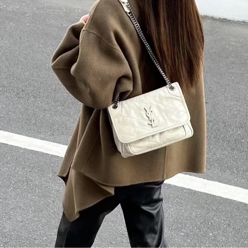 SAINT LAURENT YSL聖羅蘭奶油白小號NiKi D扣🥚🥚-18