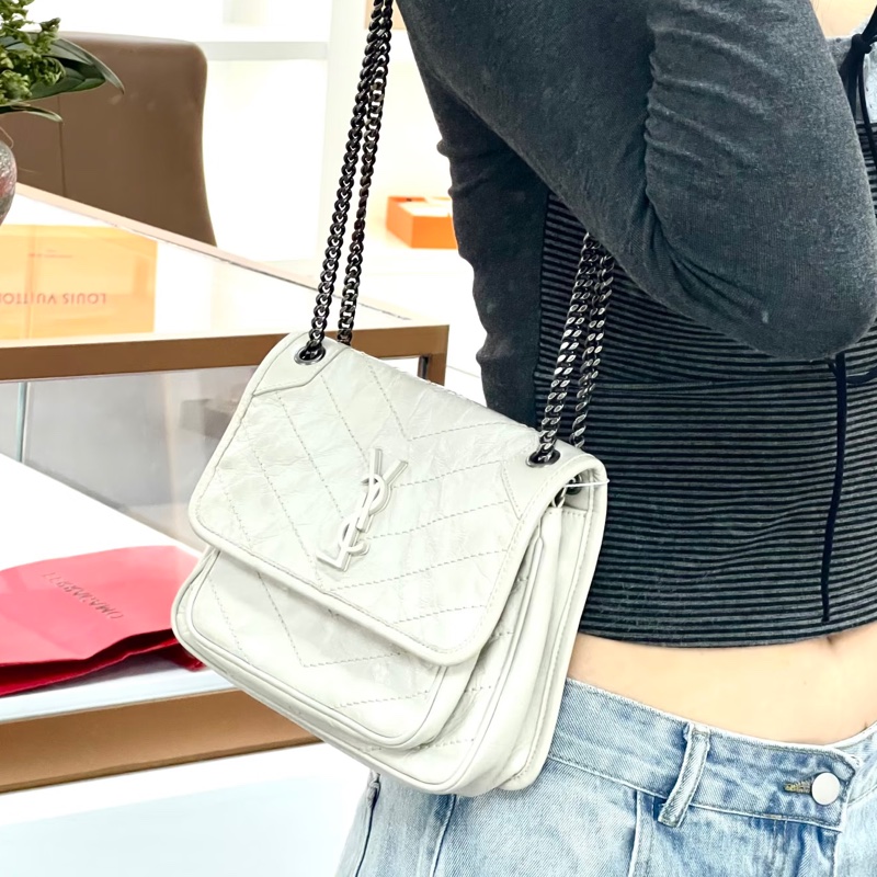 SAINT LAURENT YSL聖羅蘭奶油白小號NiKi D扣🥚🥚-24