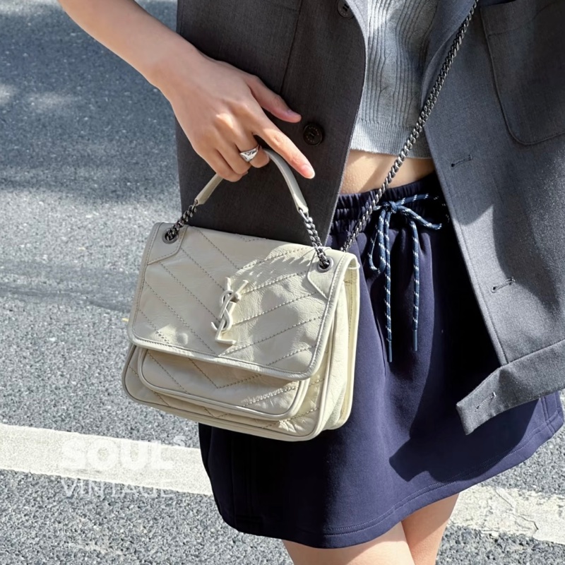 SAINT LAURENT YSL聖羅蘭奶油白小號NiKi D扣🥚🥚-25