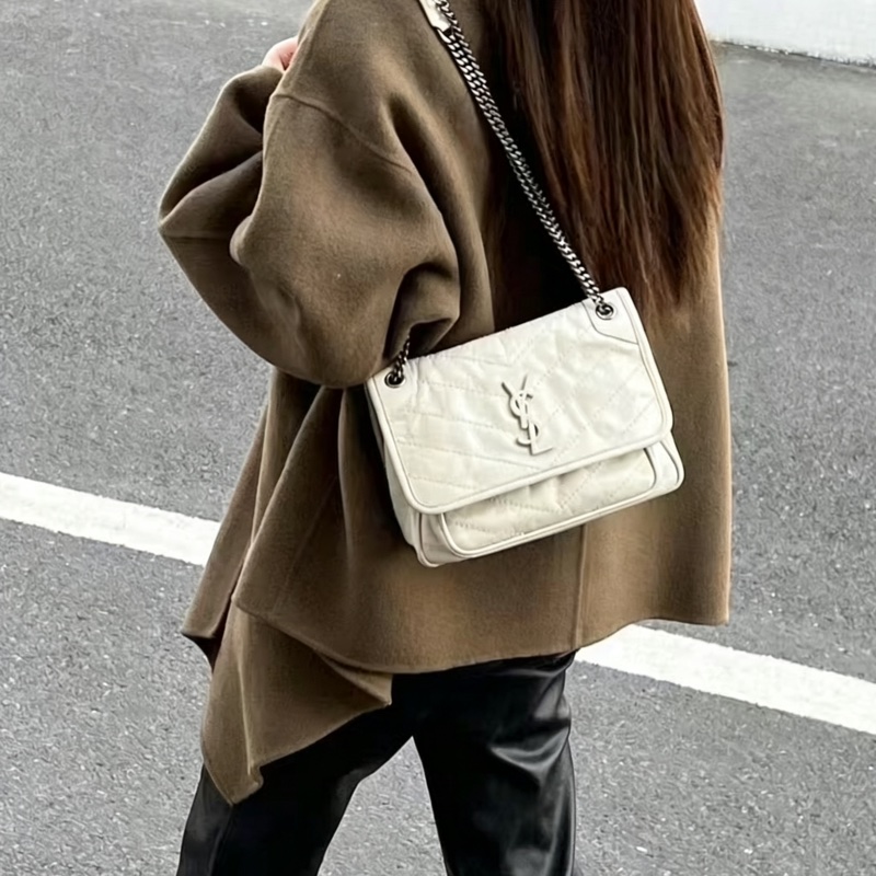 SAINT LAURENT YSL聖羅蘭奶油白小號NiKi D扣🥚🥚-36
