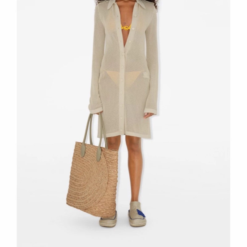 Burberry 女士 拉菲草編織手提包均碼碼常規、49cm*21cm*42cm-4