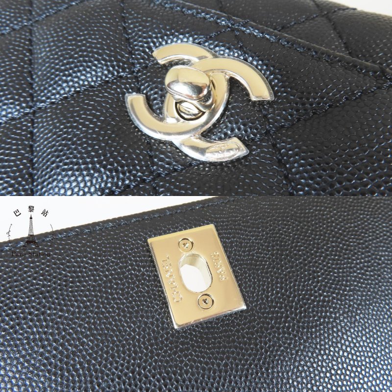 【巴黎站二手名牌專賣店】＊現貨＊CHANEL香奈兒真品＊黑色荔枝皮革淡金雙C MINI HANDLE 手提斜背包-6