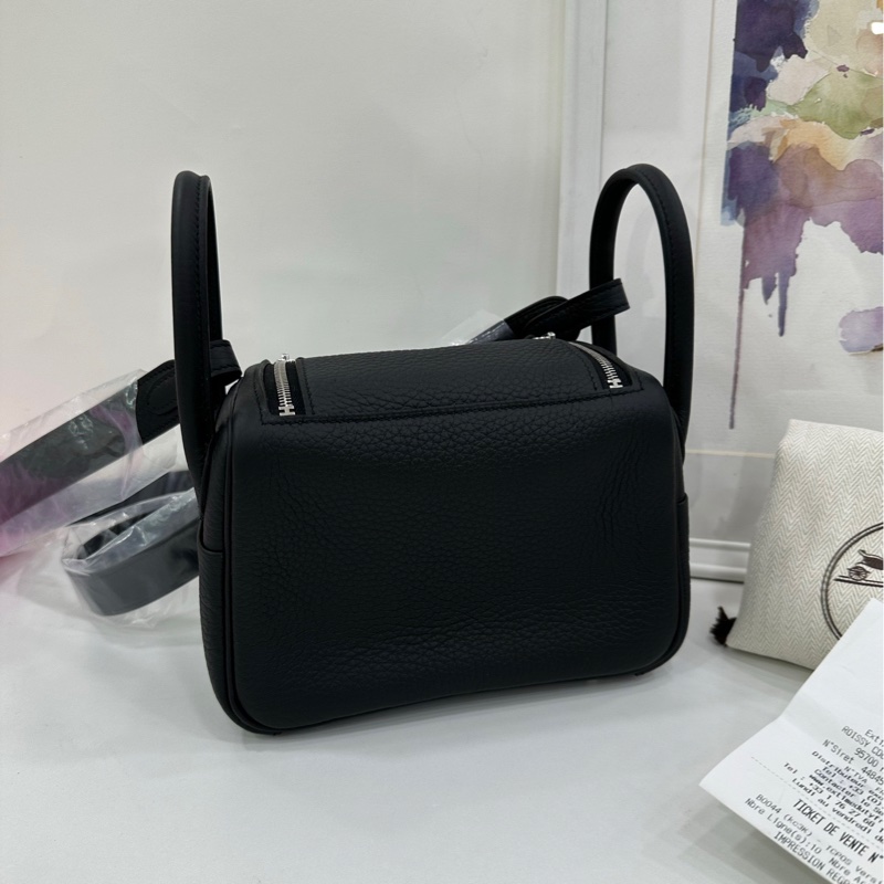 Hermes愛馬仕mini lindy黑銀二代 K刻 全新有購證-1