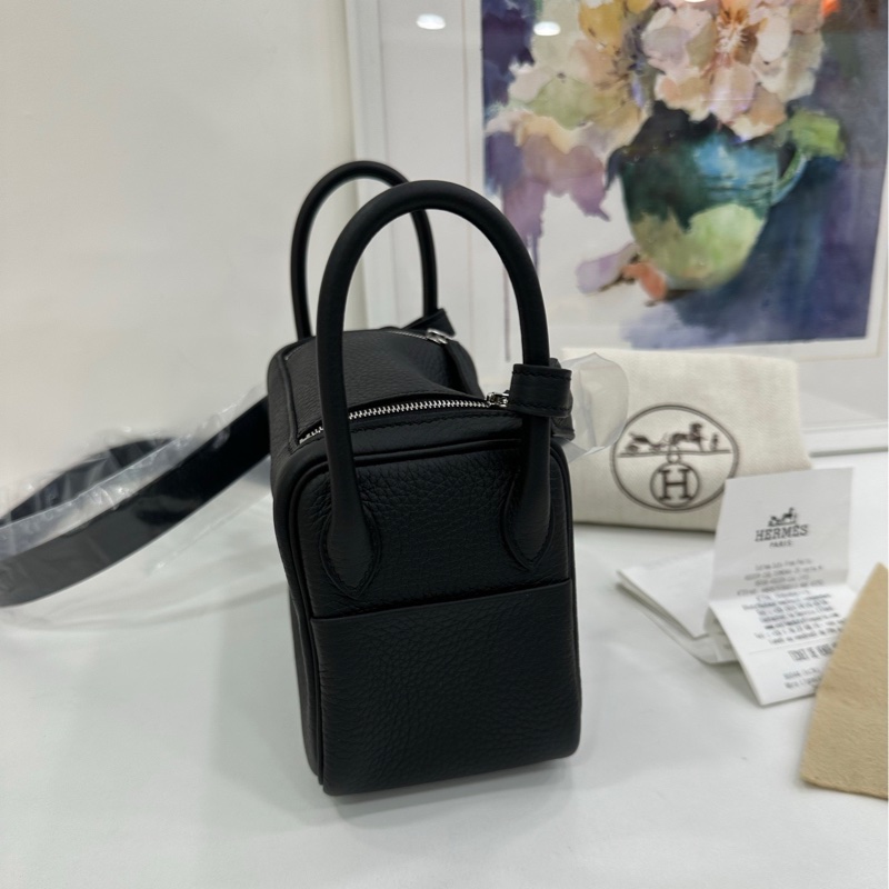 Hermes愛馬仕mini lindy黑銀二代 K刻 全新有購證-3