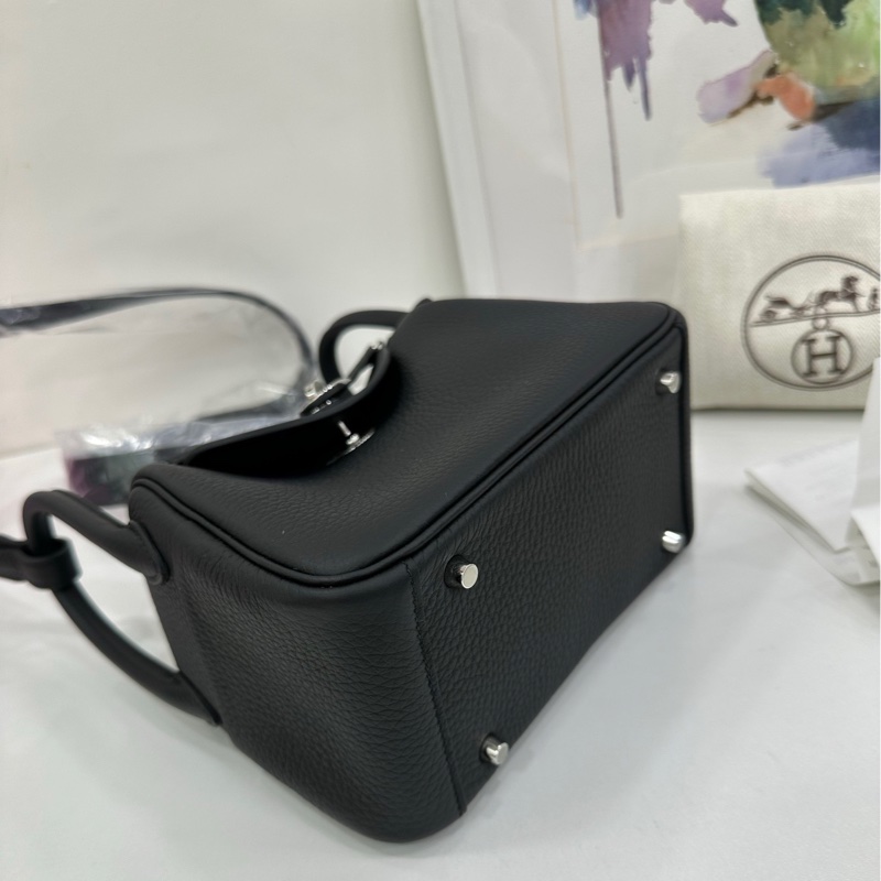 Hermes愛馬仕mini lindy黑銀二代 K刻 全新有購證-4