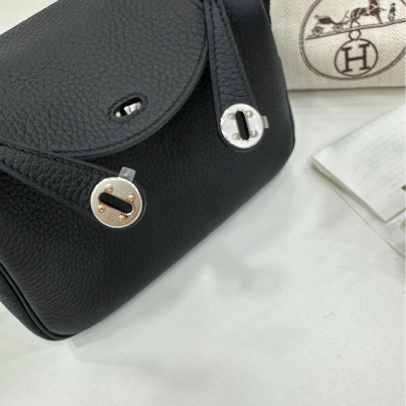 Hermes愛馬仕mini lindy黑銀二代 K刻 全新有購證-7