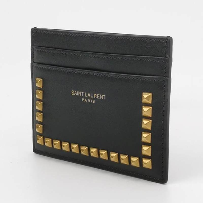 Saint Laurent 牛皮鉚釘裝飾字母logo卡包-1