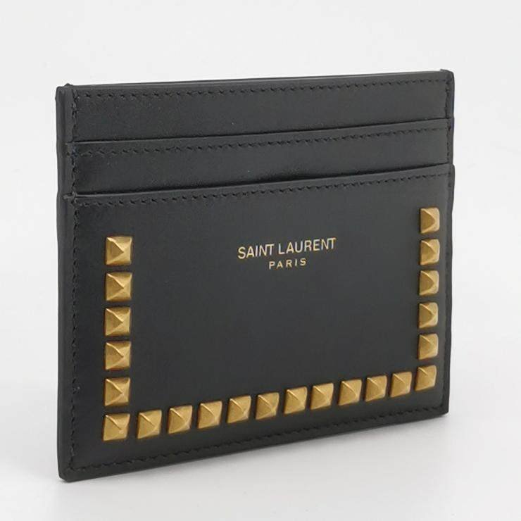 Saint Laurent 牛皮鉚釘裝飾字母logo卡包-2