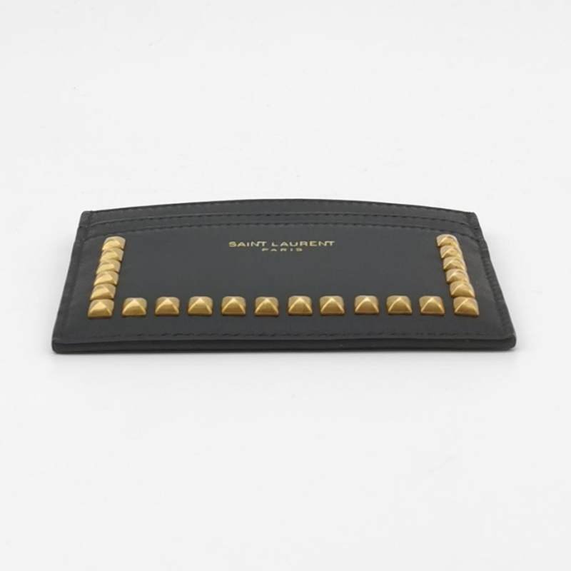 Saint Laurent 牛皮鉚釘裝飾字母logo卡包-4