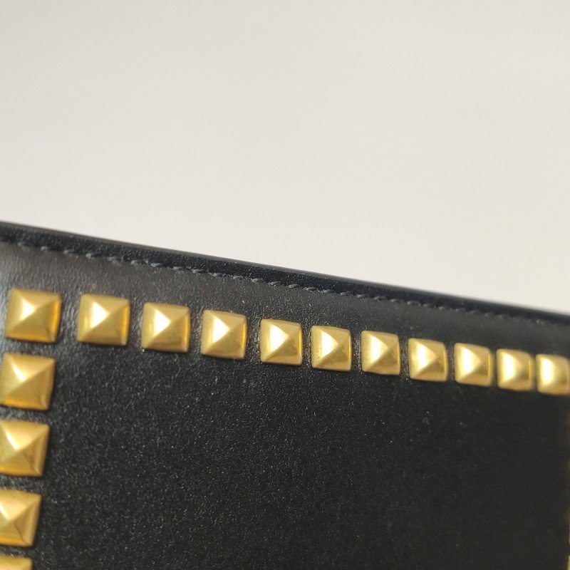 Saint Laurent 牛皮鉚釘裝飾字母logo卡包-10