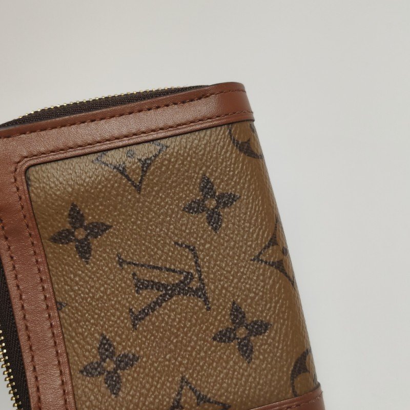 Louis Vuitton (LV) Dauphine達芙妮牛皮拼色老花LV搭扣錢包晶片款-16