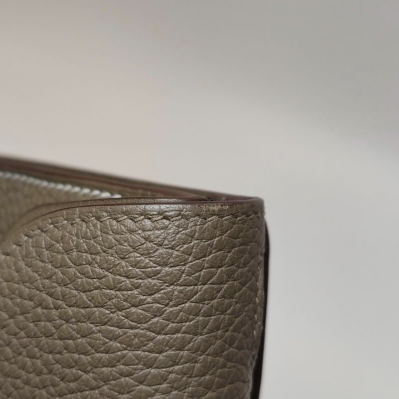 Hermes Halzan25馬鐙形手把斜背包單肩包TC牛皮金扣18etoupe大象灰Y刻-18