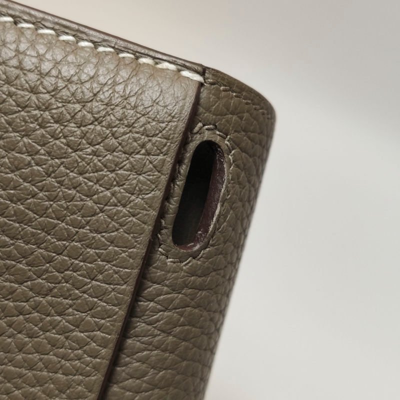 Hermes Halzan25馬鐙形手把斜背包單肩包TC牛皮金扣18etoupe大象灰Y刻-20