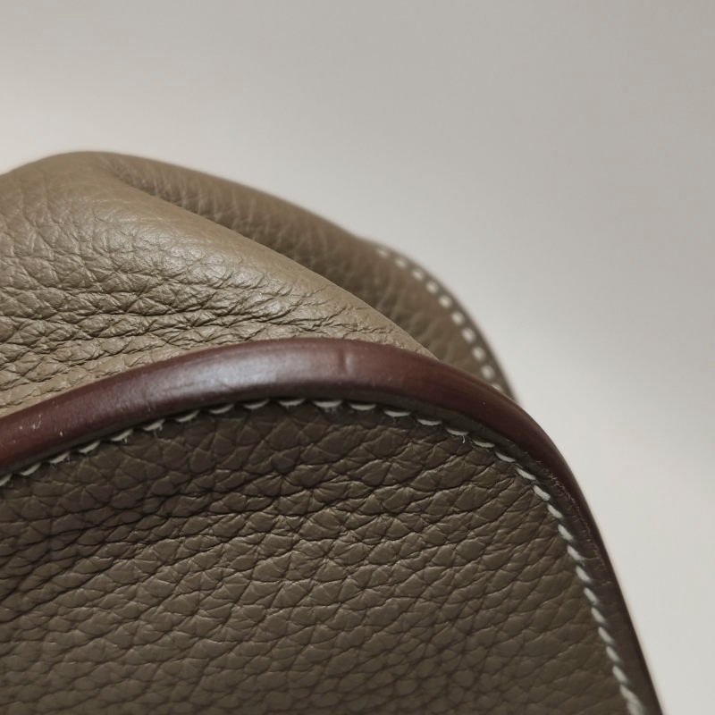 Hermes Halzan25馬鐙形手把斜背包單肩包TC牛皮金扣18etoupe大象灰Y刻-21